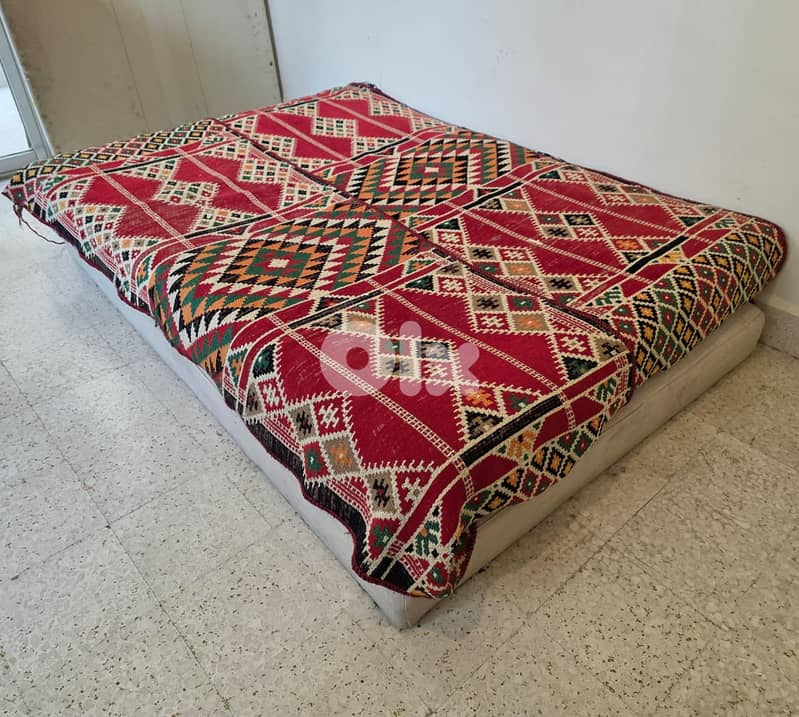 Low Lounge Sofa / Floor Daybed with Handwoven Kilim Upholstery 8