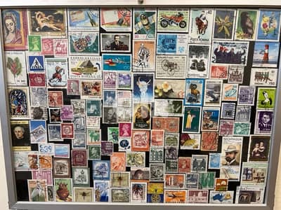 Framed Vintage Postage Stamp Wall Art