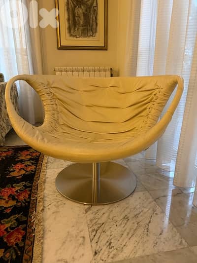 italian chair, real leather, stainless steel