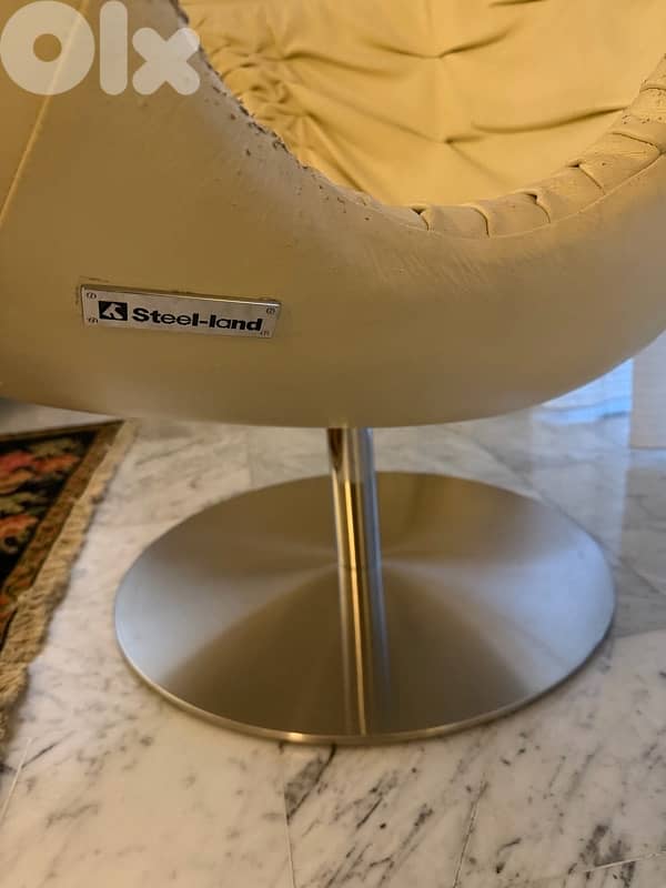 italian chair, real leather, stainless steel 1