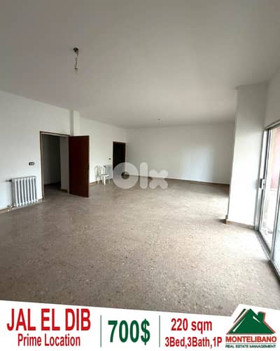 Prime Location 220sqm Apartment For Rent in Jal El Dib (جل الديب)+View