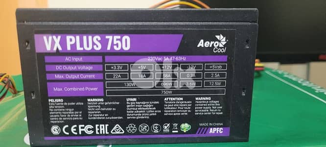 power supply PSU 750 watts (aerocool vx plus)