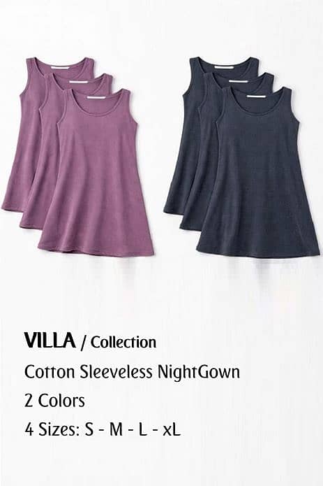 Girls & Women's Cotton Sleeveless NightGown 1