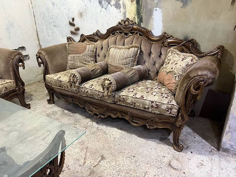 ‏صالون خشب زان مستورد من مصر بعد جديد أربع قطع مع طاولة قزاز 1