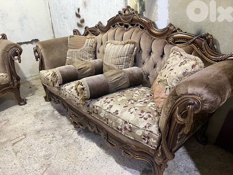 ‏صالون خشب زان مستورد من مصر بعد جديد أربع قطع مع طاولة قزاز 2