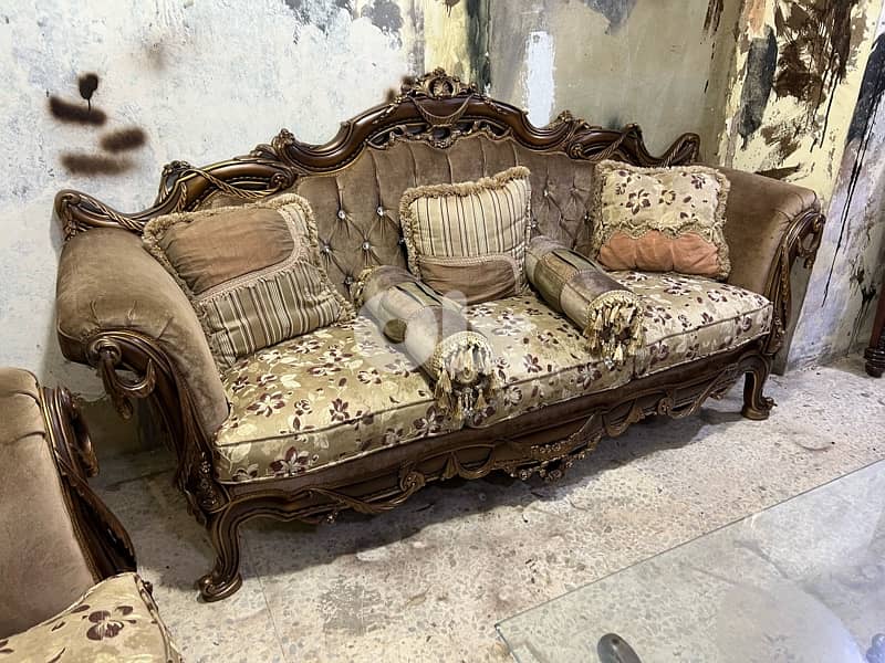 ‏صالون خشب زان مستورد من مصر بعد جديد أربع قطع مع طاولة قزاز 3