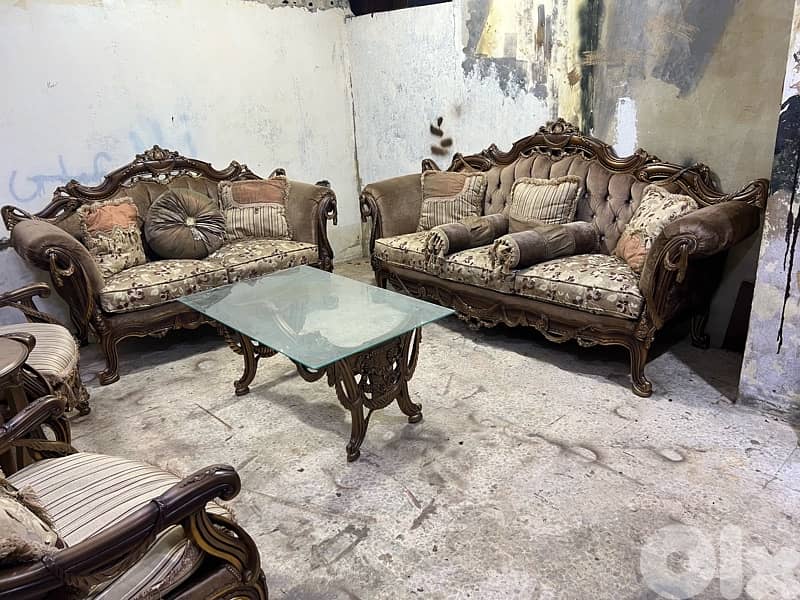 ‏صالون خشب زان مستورد من مصر بعد جديد أربع قطع مع طاولة قزاز 5