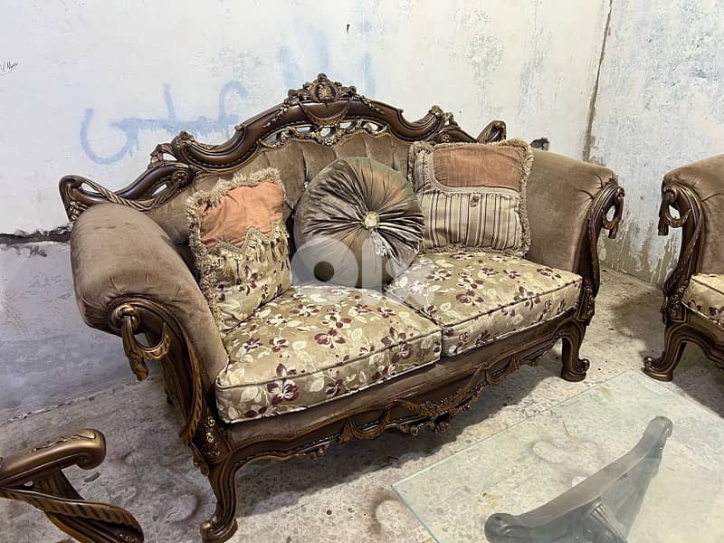 ‏صالون خشب زان مستورد من مصر بعد جديد أربع قطع مع طاولة قزاز 10