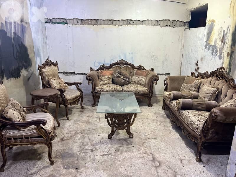 ‏صالون خشب زان مستورد من مصر بعد جديد أربع قطع مع طاولة قزاز 11