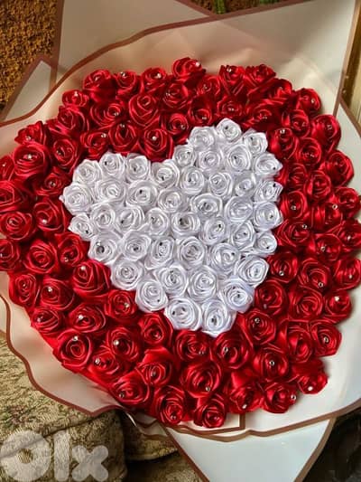 handmade ribbon flowers and butterfly bouquet