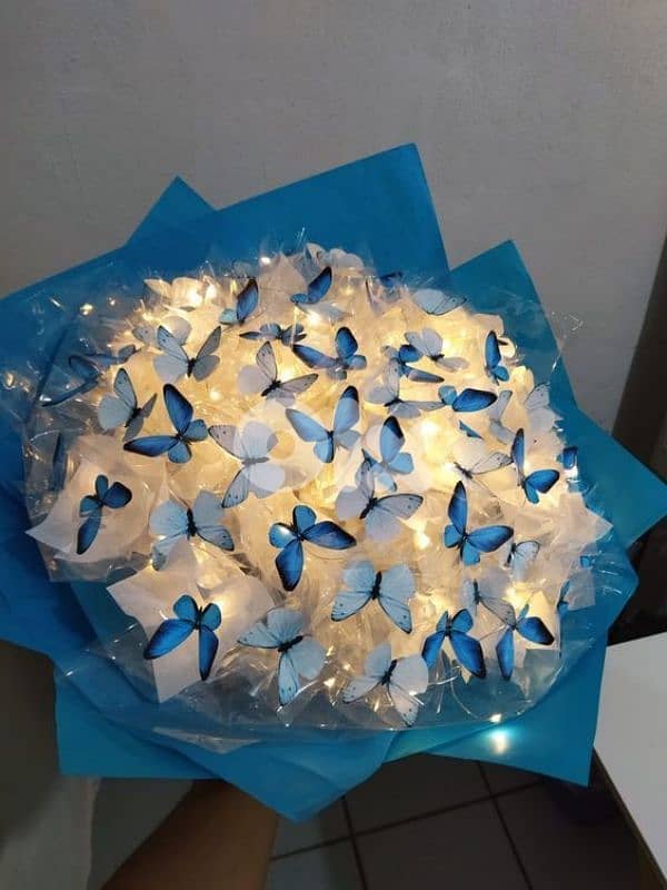 handmade ribbon flowers and butterfly bouquet 4