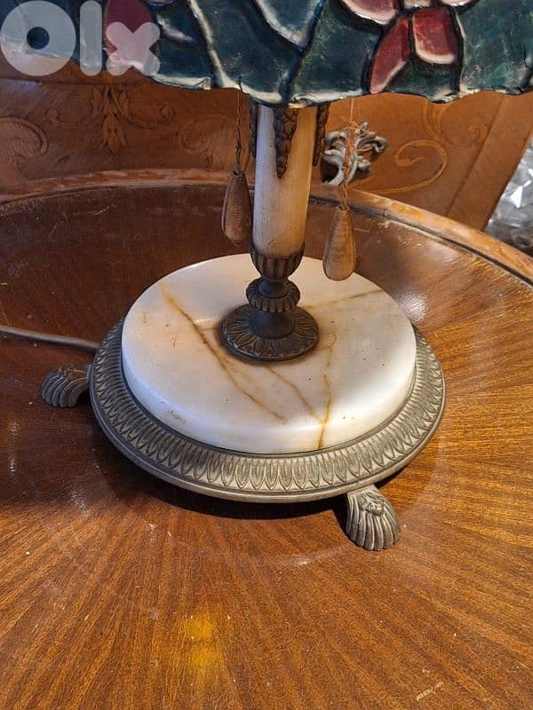 large antique tiffany marble and bronze lamp 6