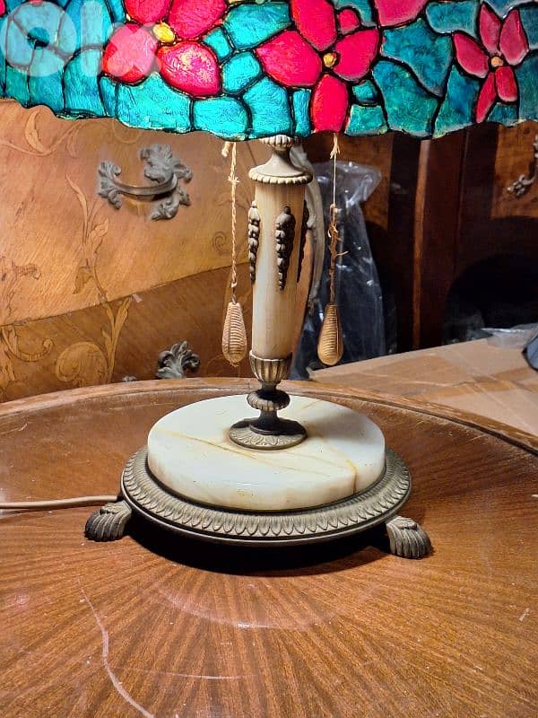 large antique tiffany marble and bronze lamp 7