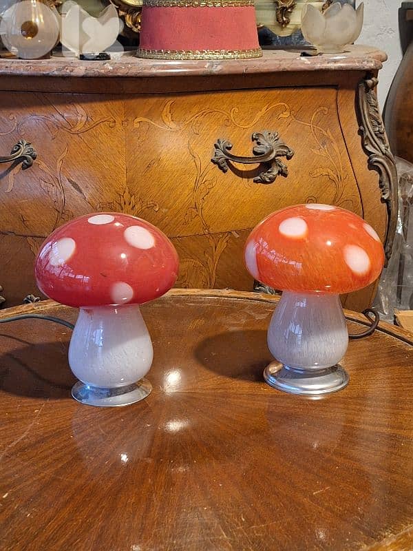 pair of murano mushroom shaped italian lamps 6