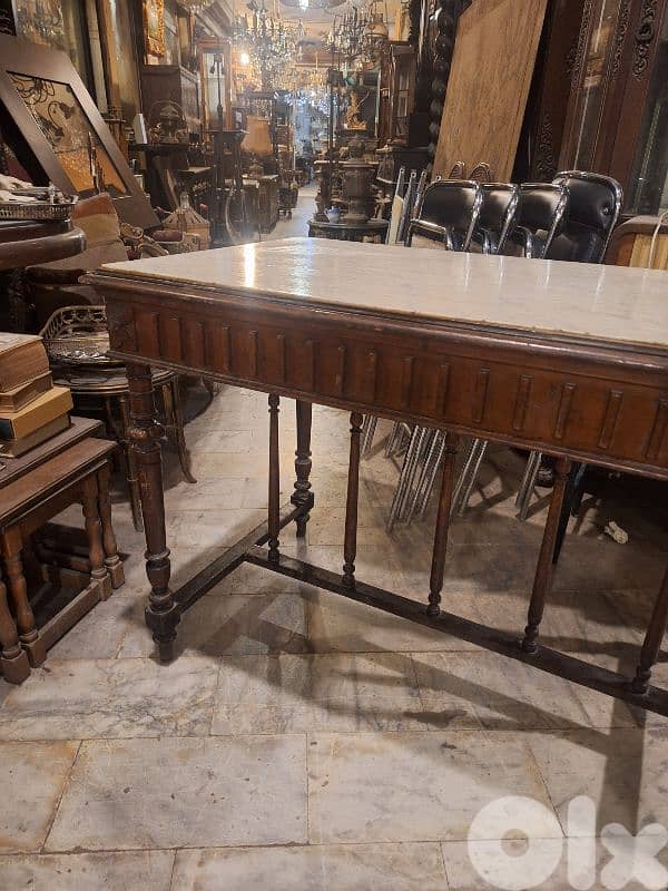 antique high french marble top wooden table 1