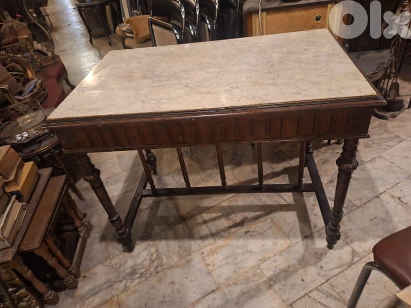 antique high french marble top wooden table 3