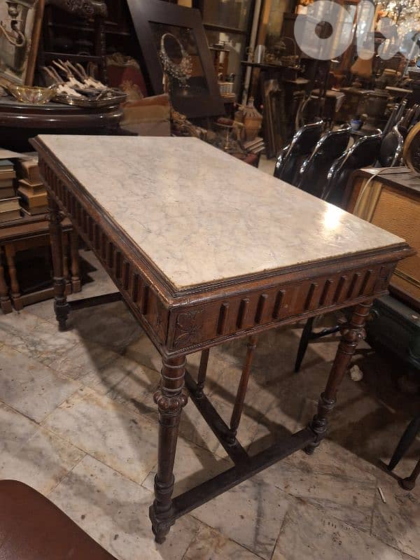 antique high french marble top wooden table 5