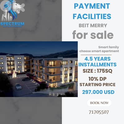 UNDER CONSTRUCTION APARTMENT FOR SALE IN BEIT MERRY 10% D. P, (BM-249)