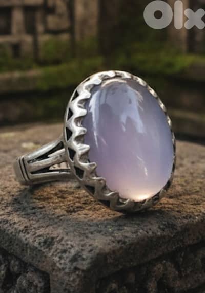 Sillver Sky Agate Ring |خاتم فضة عقيق يماني سماوي