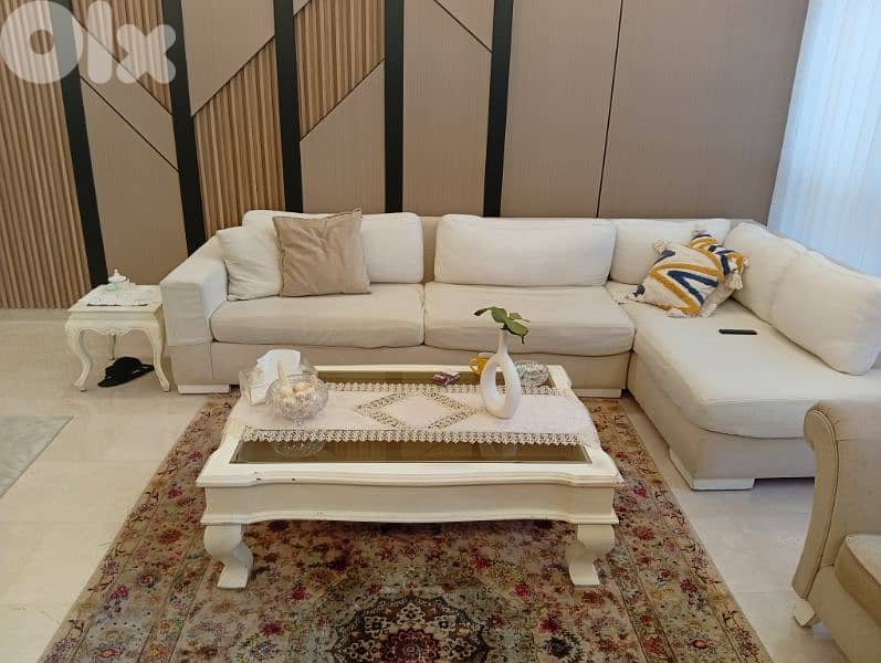 corner sofa with tables 3