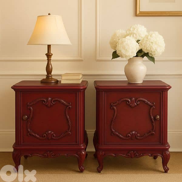 antique twin side bed tables 2