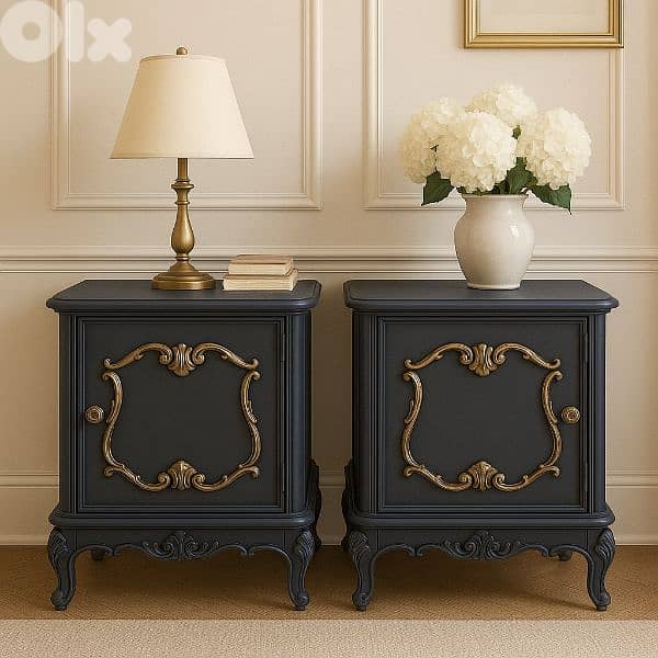 antique twin side bed tables 3