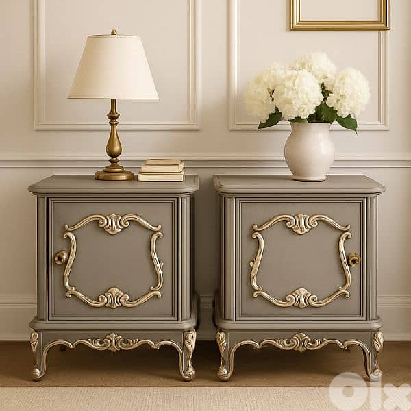 antique twin side bed tables 5