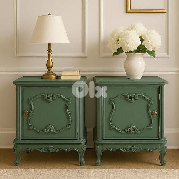 antique twin side bed tables 9