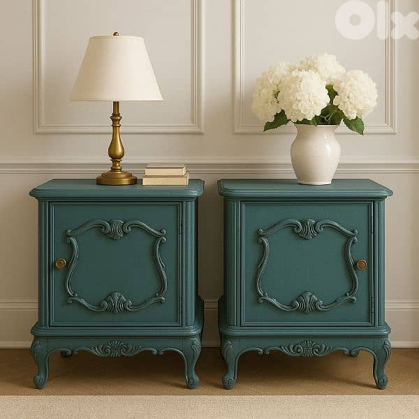 antique twin side bed tables 10