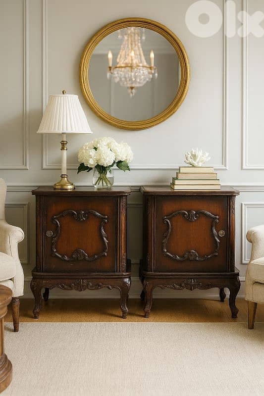 antique twin side bed tables 11