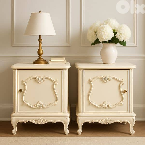 antique twin side bed tables 12