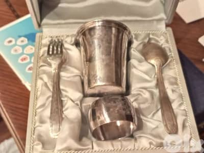 silver platted cup in its original box