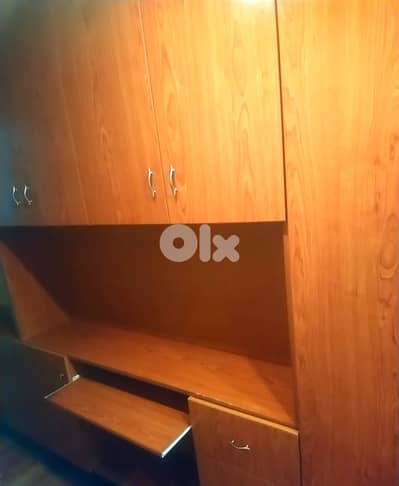 Large Modular Wooden Storage Unit / Wardrobe with Shelves & Drawer