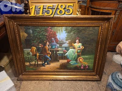 لوحة مميزة مع كادر خشب اوروبي رائع جدا لون نباتي