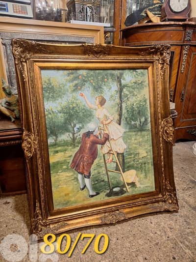 لوحة اوروبية مميزة مع كادر خشب سعر لقطة