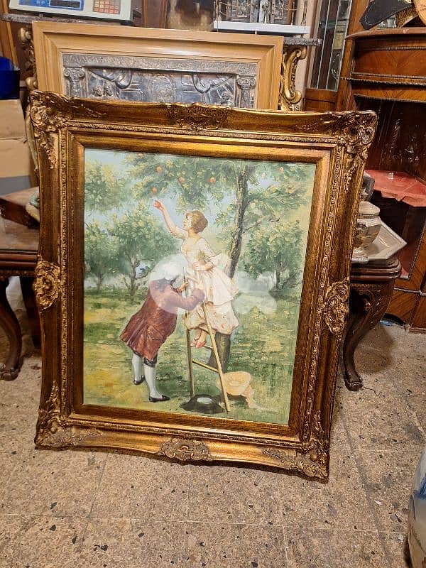 لوحة اوروبية مميزة مع كادر خشب سعر لقطة 1