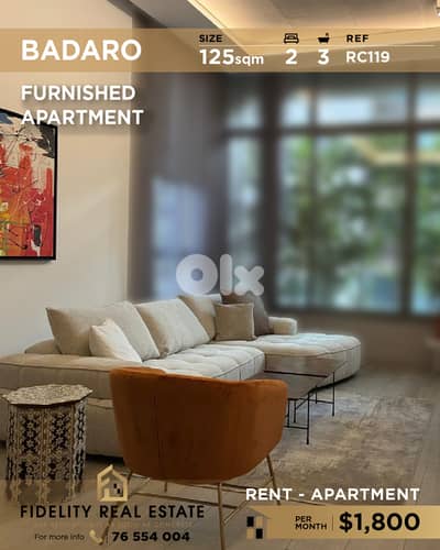 Apartment for rent in Badaro RC119 شقة  للإيجار في بادارو