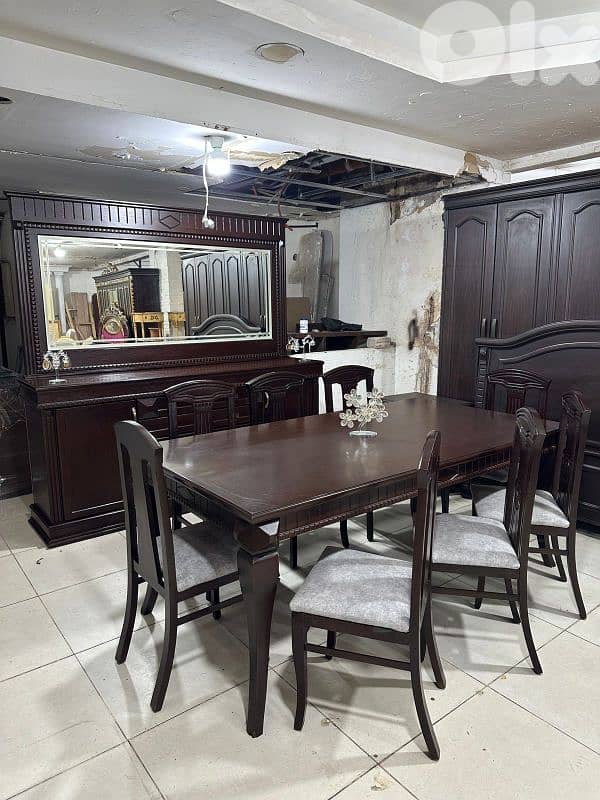 اوضة سفرة خشب زان ولاتي ملبسة قشر 1