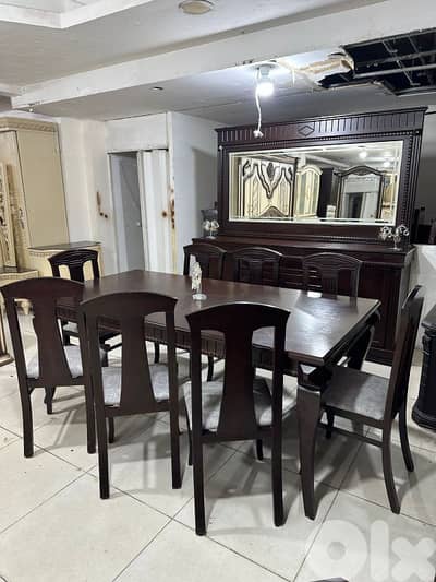 اوضة سفرة ملكية خشب زان ولاتي ملبسة قشر زان