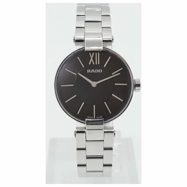 2 Rado Coupole stainless steel watch with a black dial 2