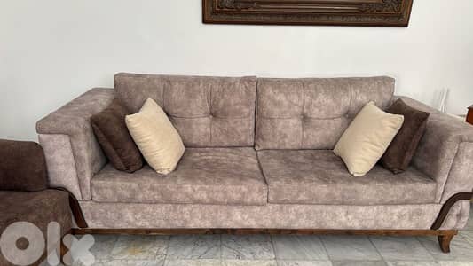 طقم كنبايات شغل توصاية كنار خشب زان خمس قطع قماش نبك تركي