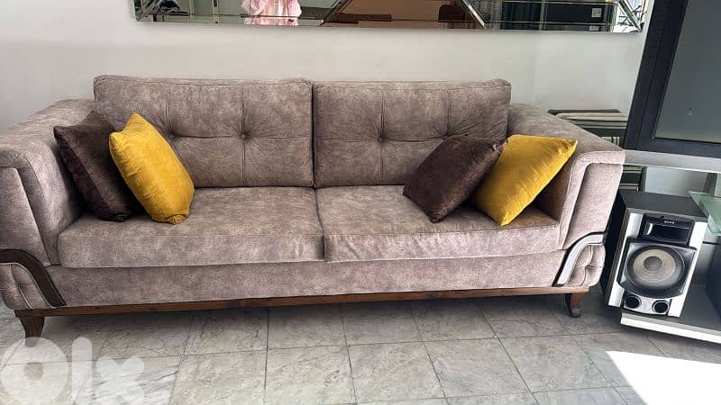 طقم كنبايات شغل توصاية كنار خشب زان خمس قطع قماش نبك تركي 2