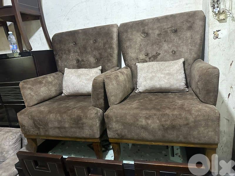 طقم كنبايات شغل توصاية كنار خشب زان خمس قطع قماش نبك تركي 4