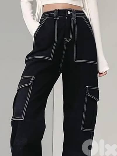 Black cargo jeans high waisted