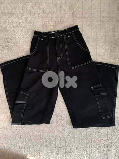 Black cargo jeans high waisted