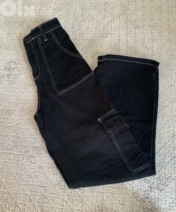 Black cargo jeans high waisted 2