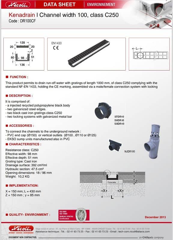 NICOLL HYDRAULIC DRAINAGE CHANNELS C250 6