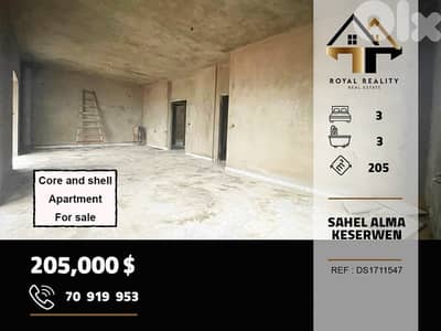 core and shell apartment for sale in sahel alma keserouan