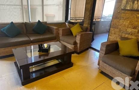 bamboo rattan living room like new . 570$