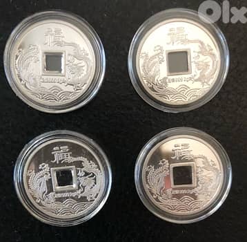 Four silver coins . 999 fine silver Pendant Gift 2g each